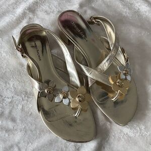 GUC Etienne Aigner Metallic Floral Sandals Size 8